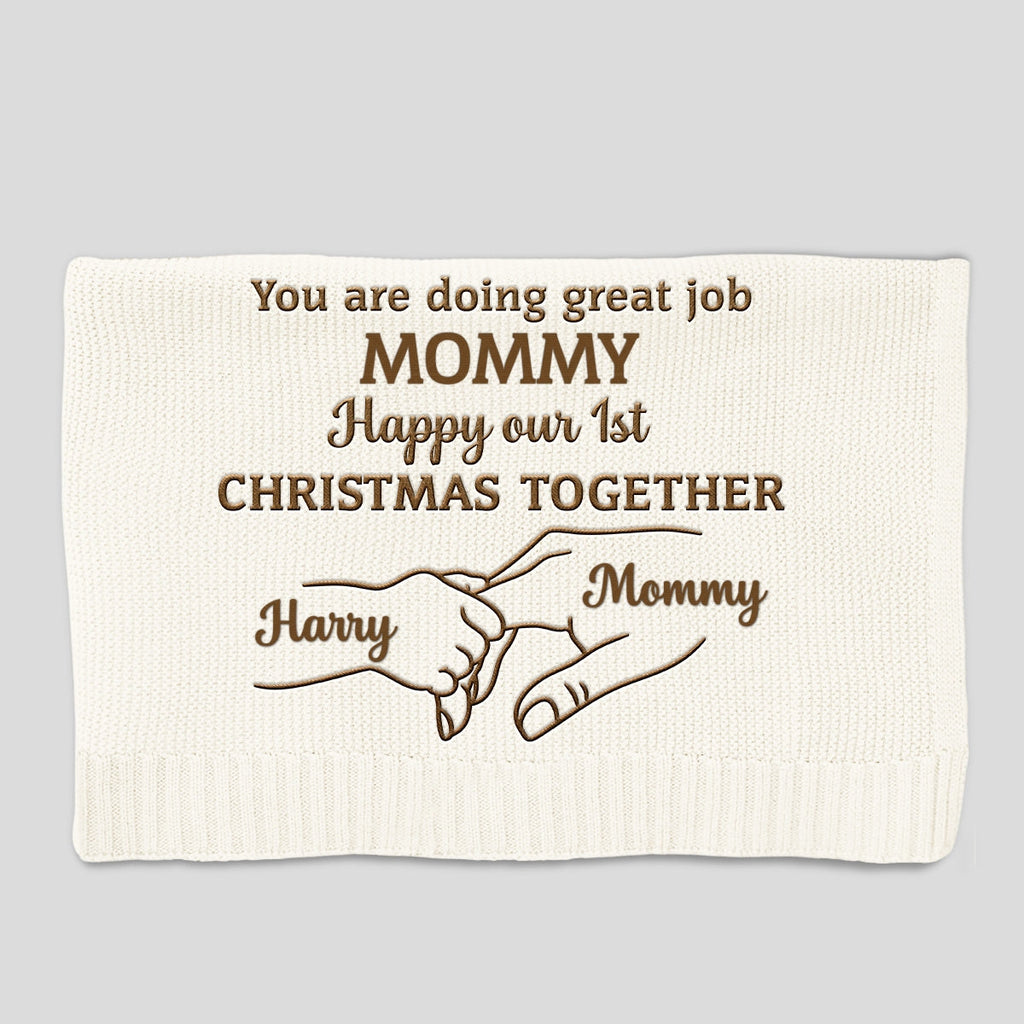 Christmas Together - Personalized Embroidered Knitted Baby Blanket