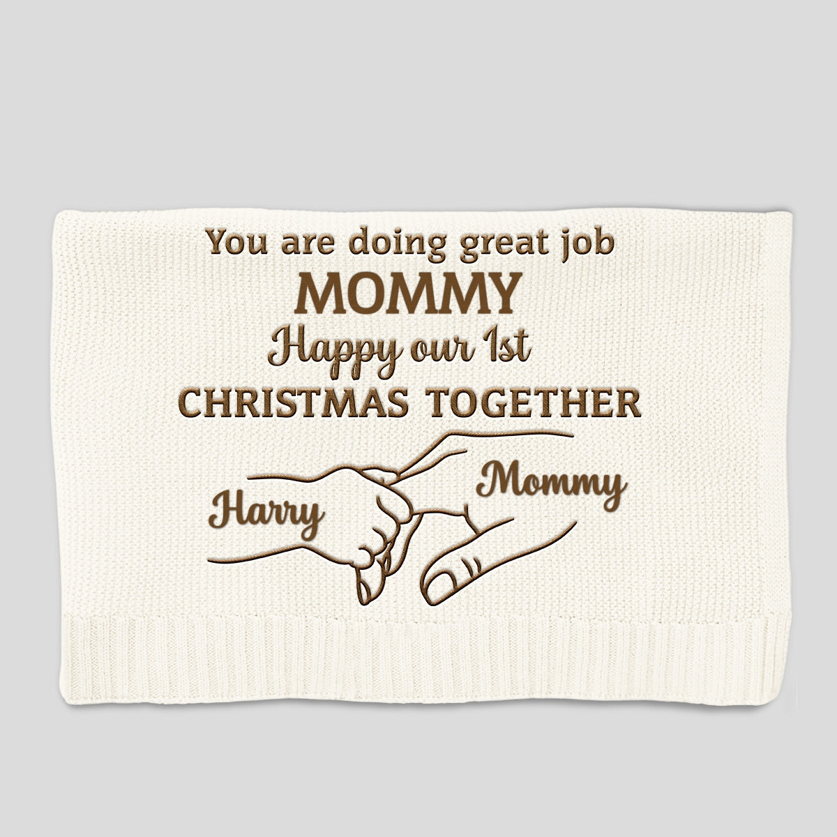Christmas Together - Personalized Embroidered Knitted Baby Blanket
