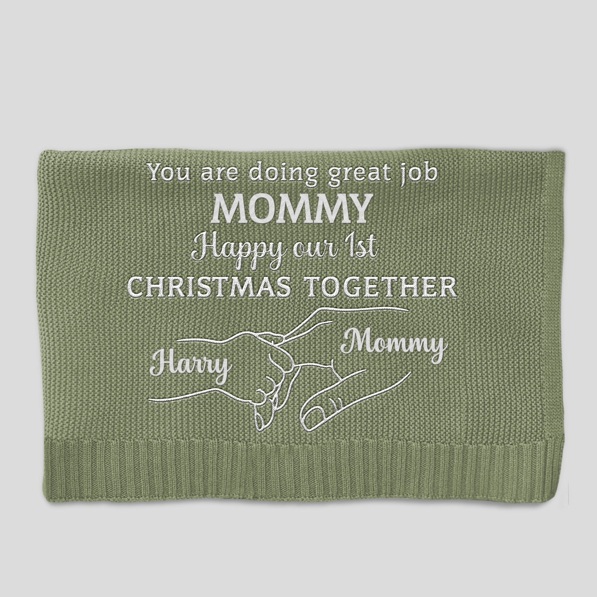 Christmas Together - Personalized Embroidered Knitted Baby Blanket