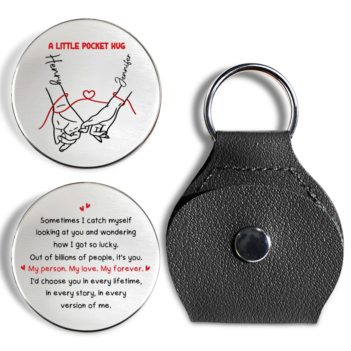 Custom Coin Keychain for Husband, Couple Anniversary Valentine's Day Gifts • How Lucky I Am 2 - Personalized Pocket Hug