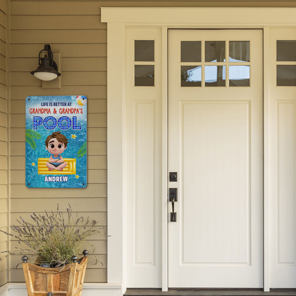 Custom Grandma & Grandpa Summer Backyard, Patio & Porch Decor • Time For The Beach - Personalized Metal Sign