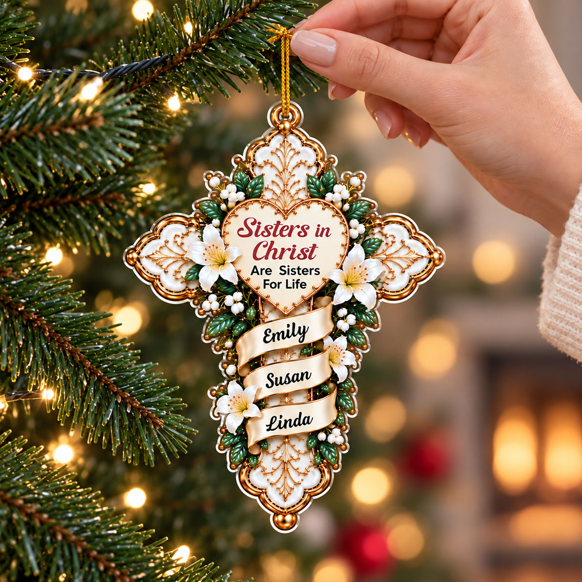 Custom Keepsake Christmas Ornament •  My Sisters In Christ - Personalized Acrylic Ornament