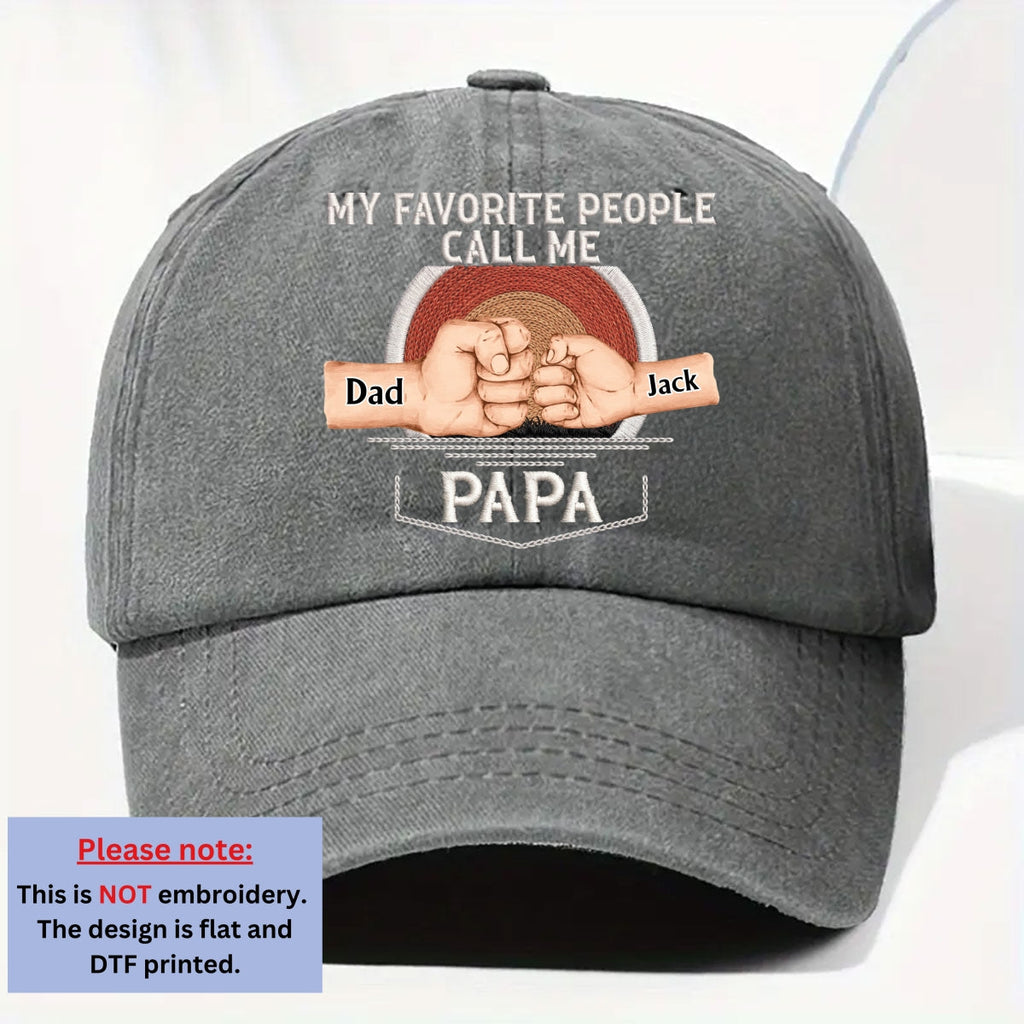 Custom Christmas Headwear Birthday Gifts for Grandpa • Call Me Papa - Personalized Vintage Washed Denim Cap