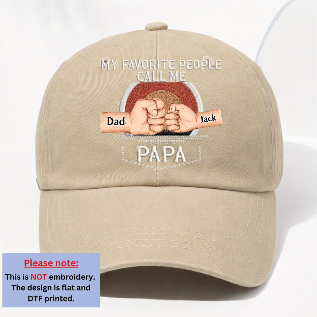 Custom Christmas Headwear Birthday Gifts for Grandpa • Call Me Papa - Personalized Vintage Washed Denim Cap