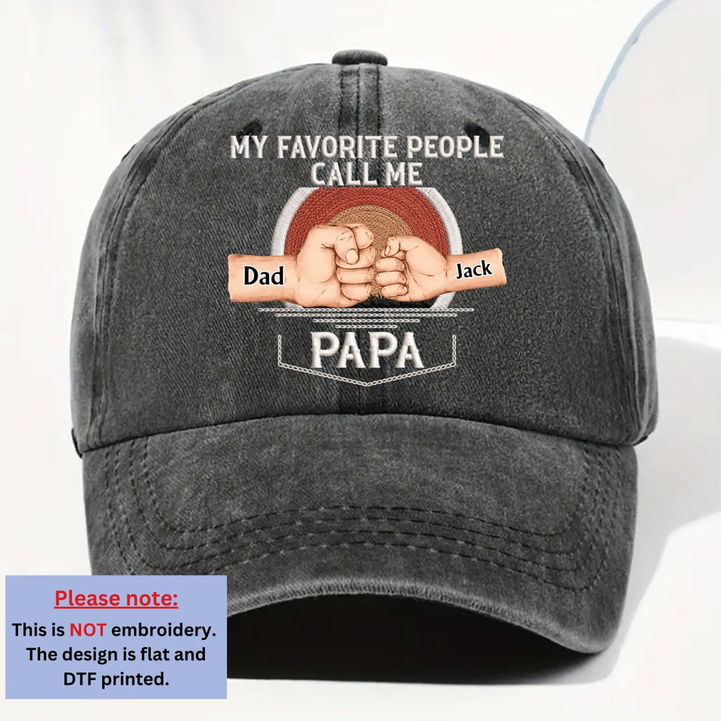 Custom Christmas Headwear Birthday Gifts for Grandpa • Call Me Papa - Personalized Vintage Washed Denim Cap