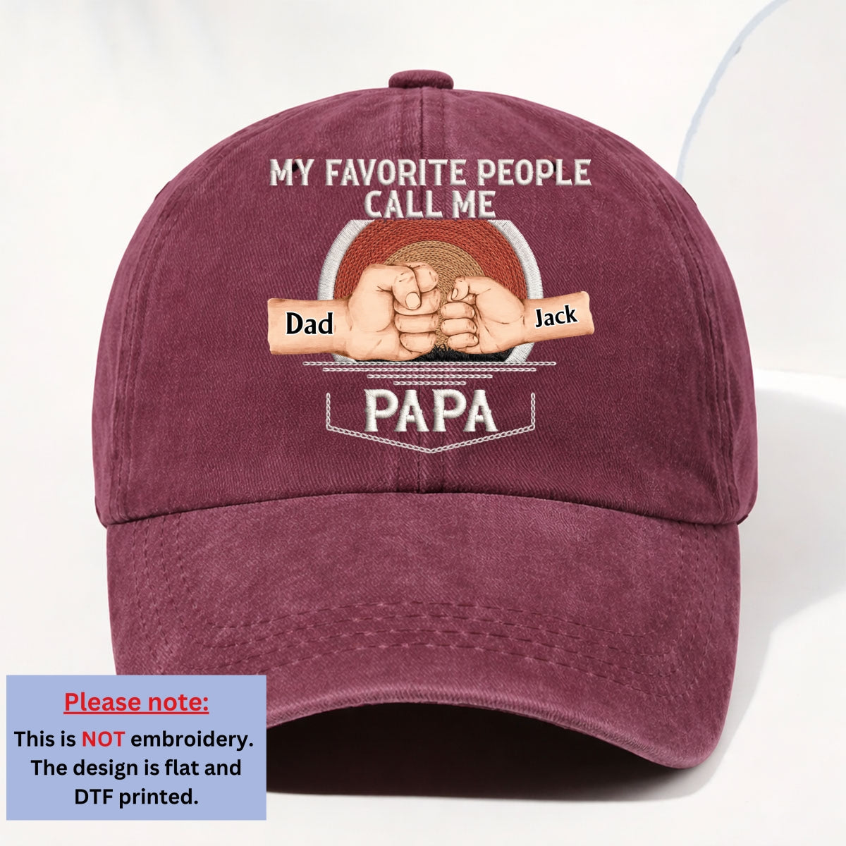 Custom Christmas Headwear Birthday Gifts for Grandpa • Call Me Papa - Personalized Vintage Washed Denim Cap