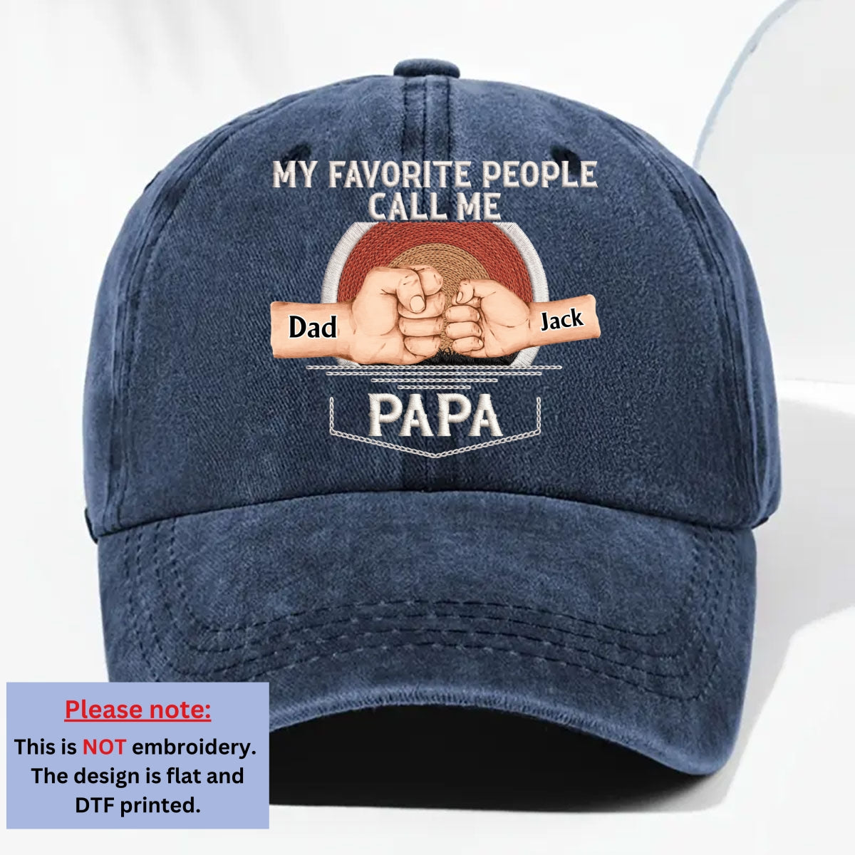 Custom Christmas Headwear Birthday Gifts for Grandpa • Call Me Papa - Personalized Vintage Washed Denim Cap