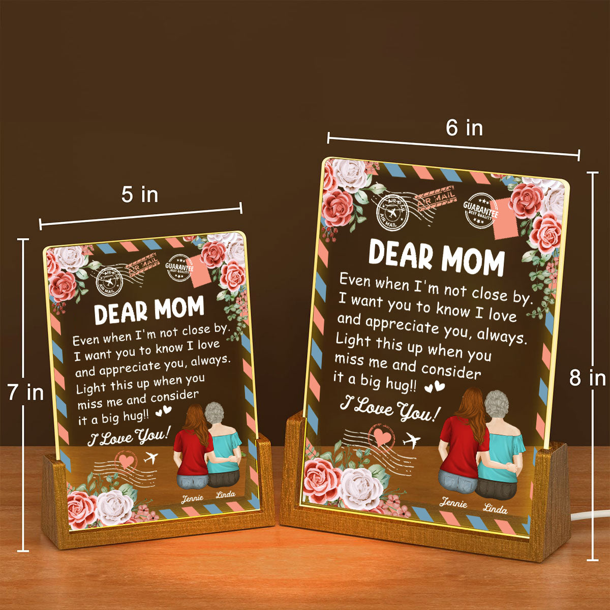 Custom Gift for Mom Grandma, Mother's Day Birthday • A Big Hug - Personalized Night Light