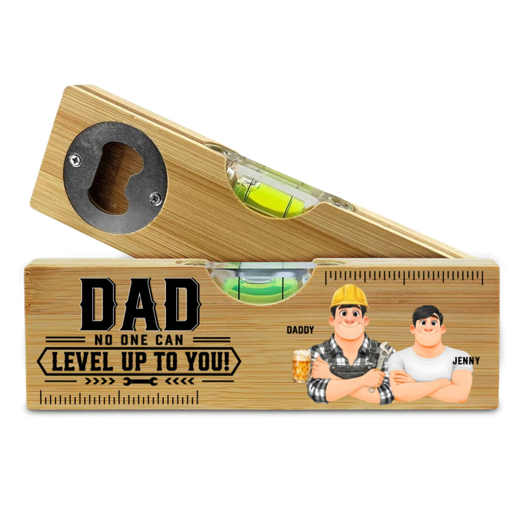 Dad Powered By Love - Personalized Wooden Spirit Level Bottle Opener