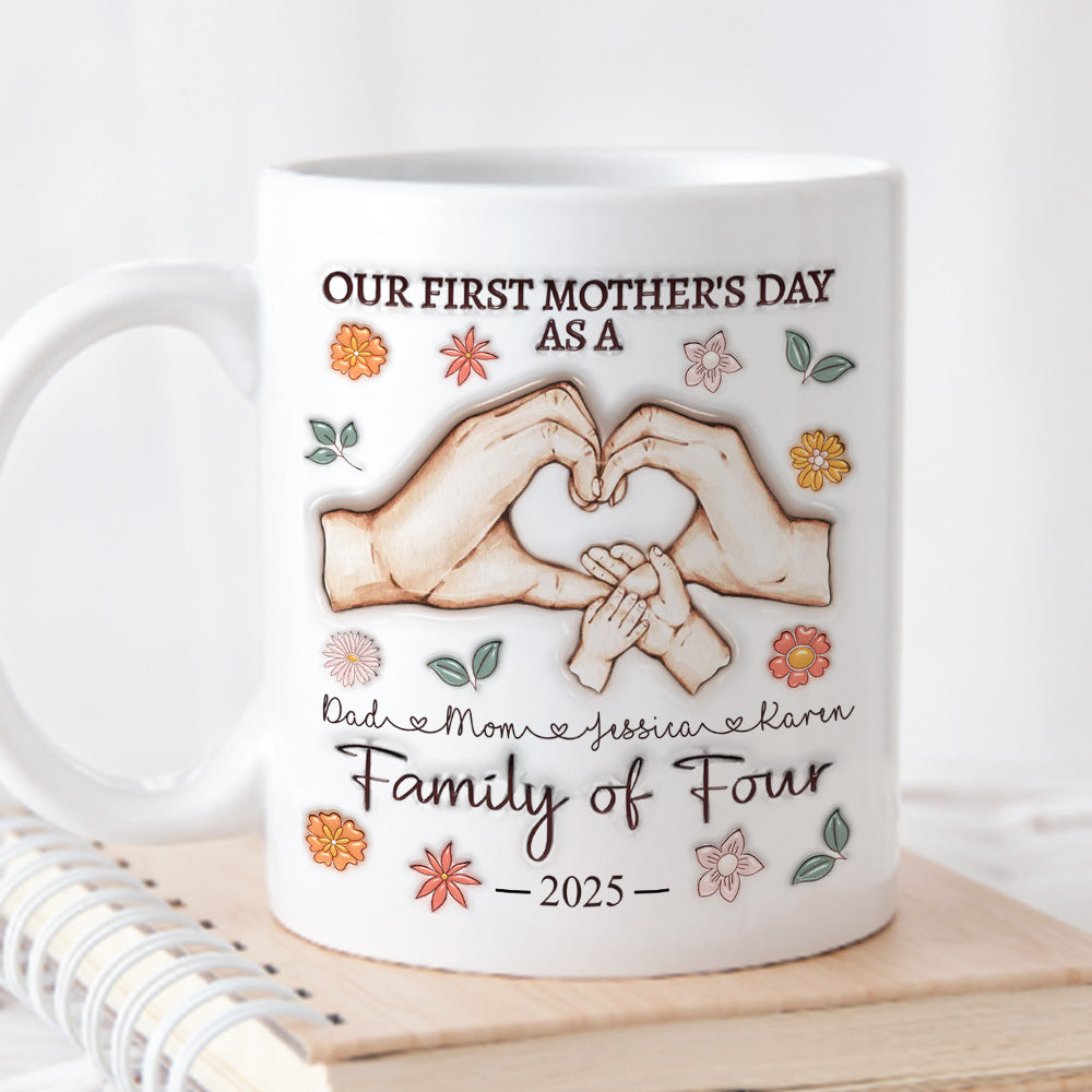 Custom Christmas & Birthday Keepsake Gift • Our First Mother Day - Personalized 3D Inflated Effect Mug