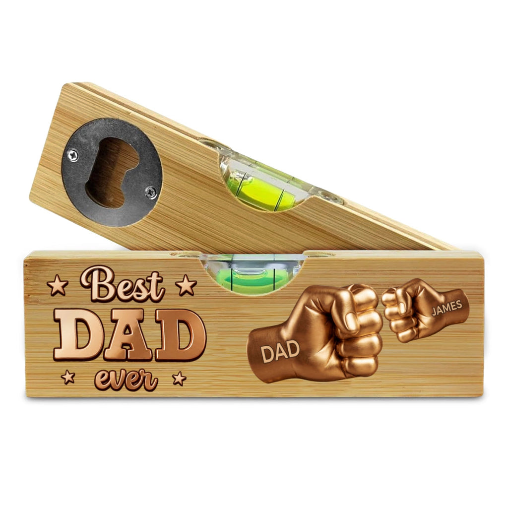 Gold Best Dad - Personalized Wooden Spirit Level Bottle Opener