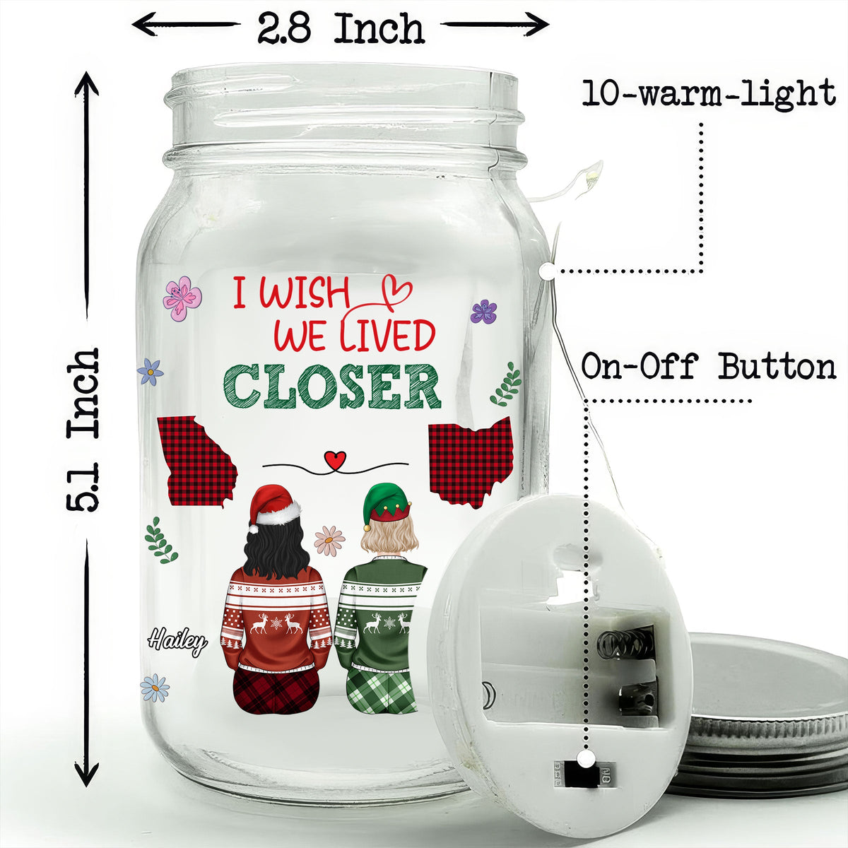 Wish You Lived Next Door - Personalized Mason Jar Light