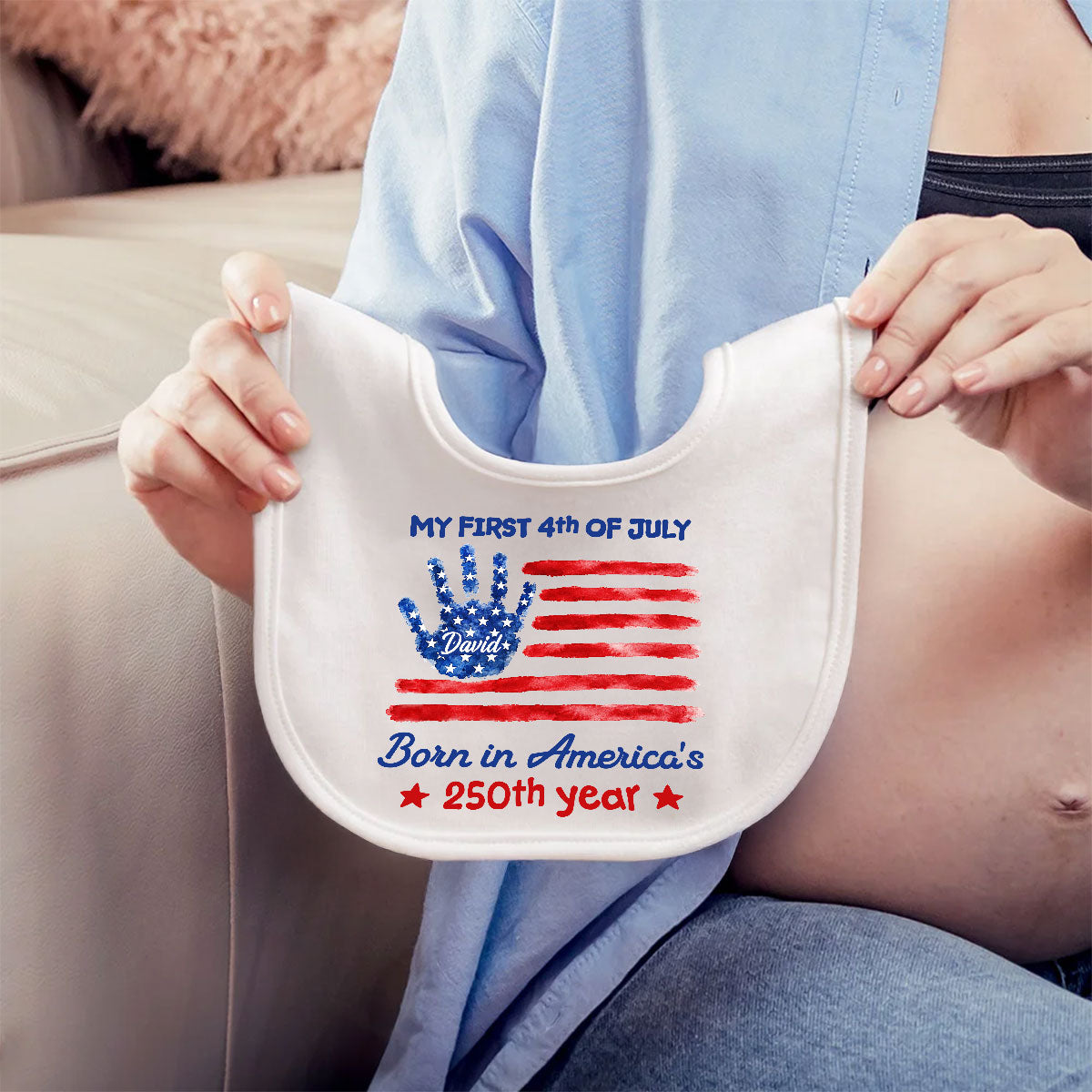 1st 4th Of July - Personalized Baby Bib