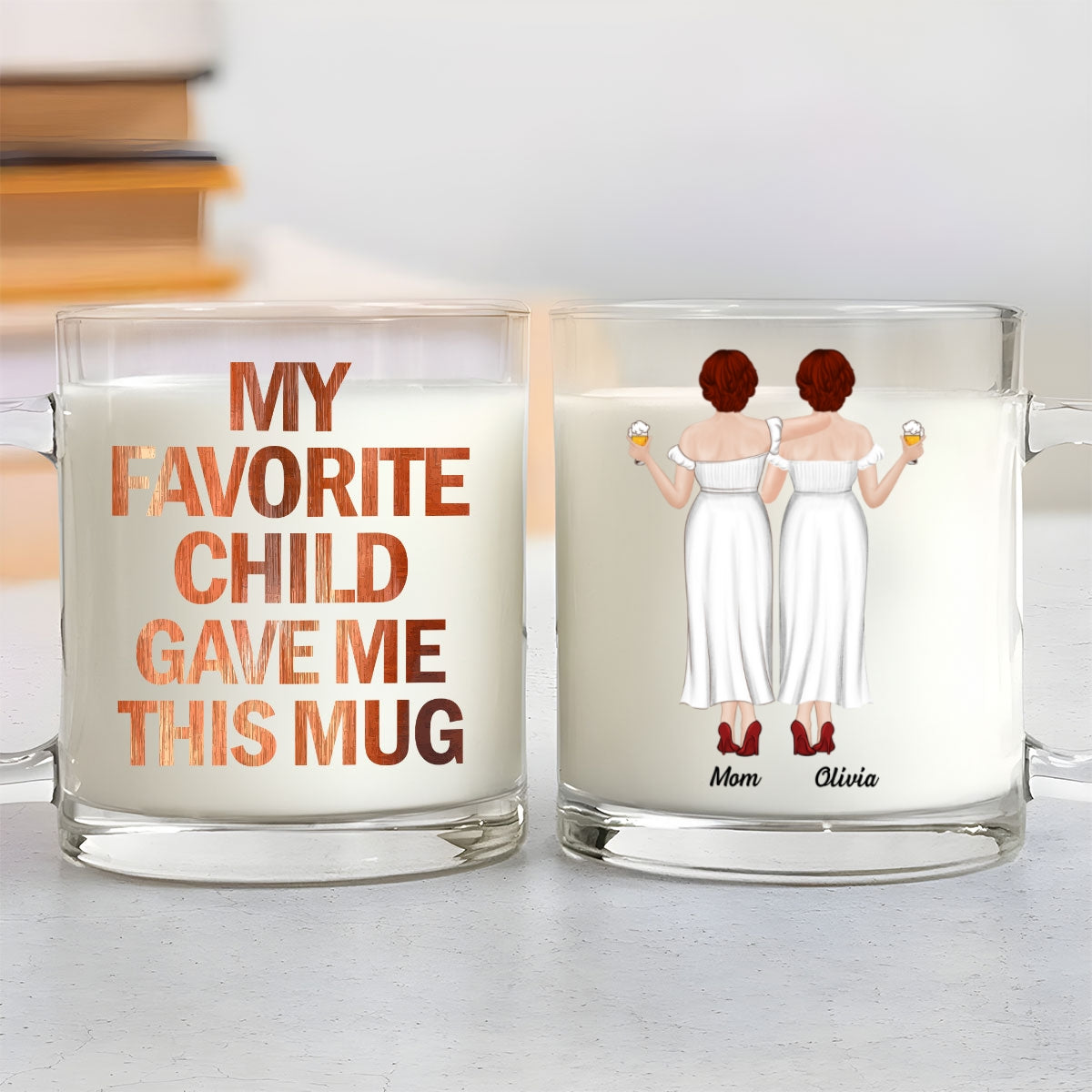 Custom Christmas & Birthday Gift for Mom • My Favorite Child Gave Me This Mug - Personalized Glass Mug