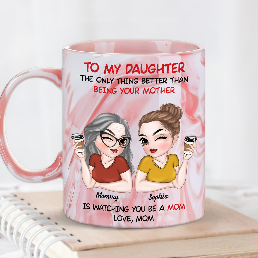 Custom Christmas & Birthday Gift for Mom • To My Daughter - Personalized Pink Marble Mug