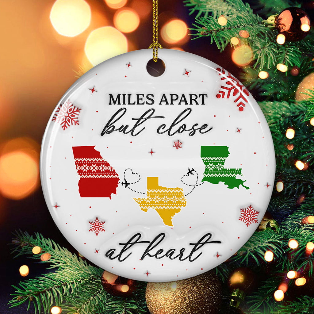 Custom Family Ornament, Christmas Gift for Family Members •  Home Is Where - Personalized 3D Inflated Effect Ceramic Ornament