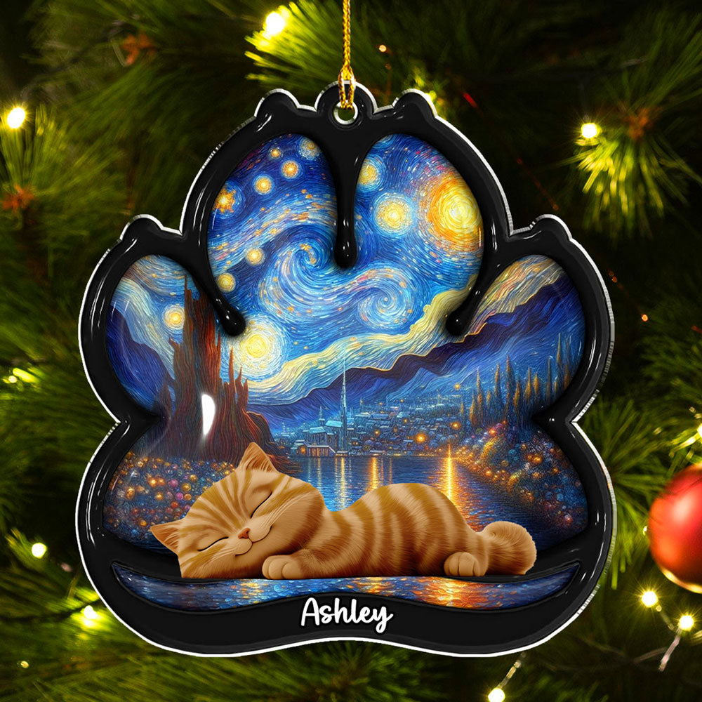 Custom Keepsake Christmas Ornament •  Lay Here With Cat - Personalized 3D Effect Acrylic Ornament