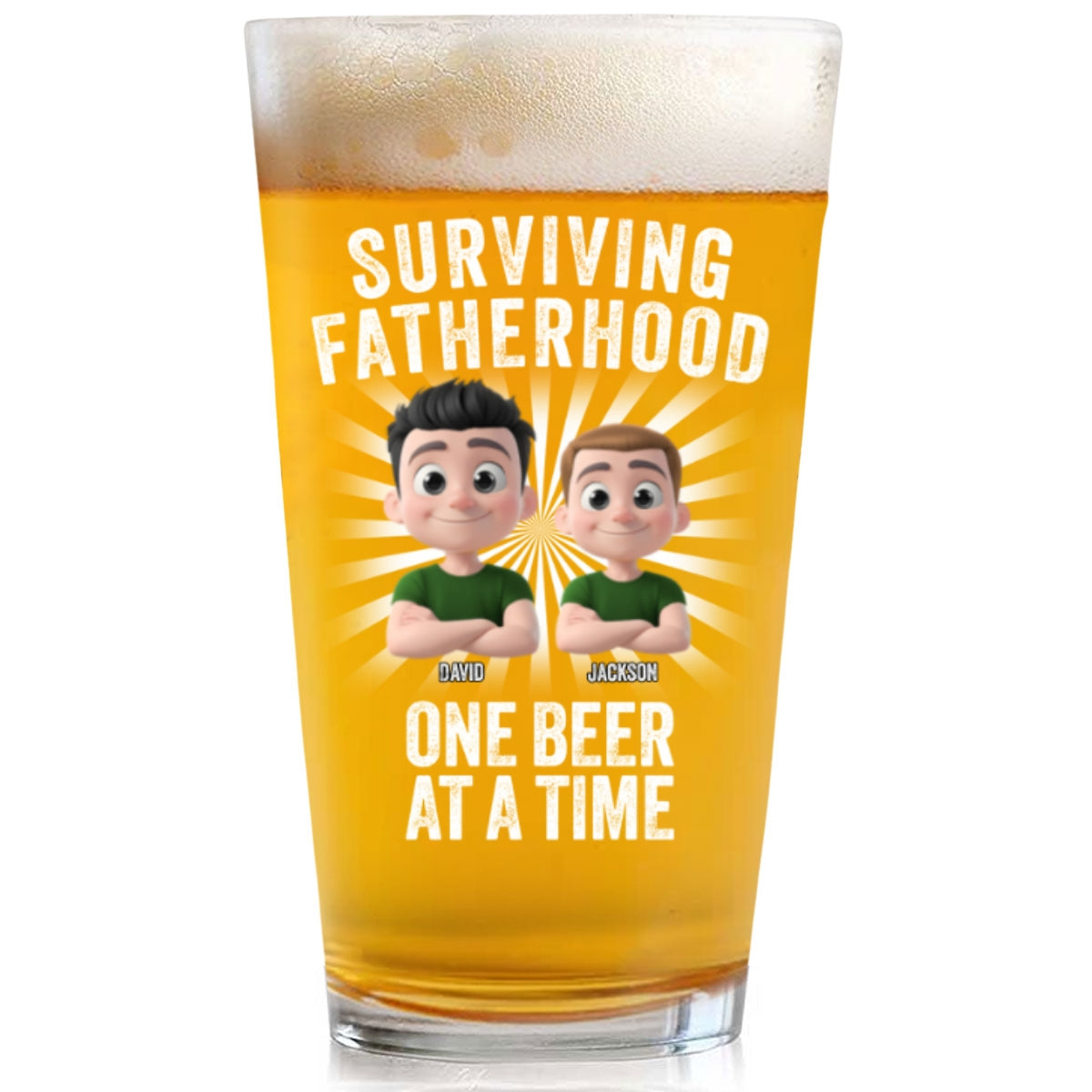 Surviving Fatherhood - Personalized Beer Glass