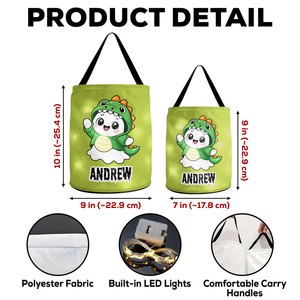 Trick Or Treat Ghost - Personalized Light Up Basket