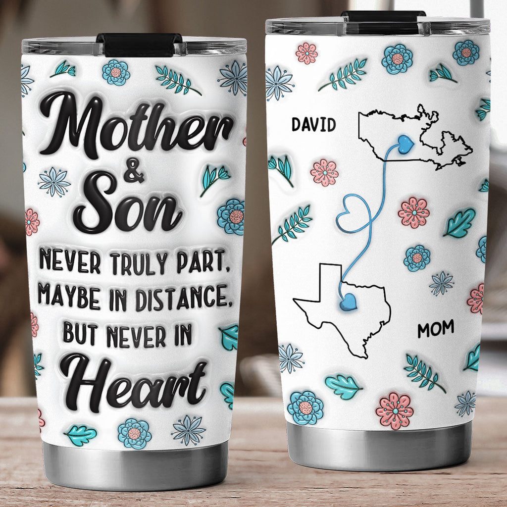 Custom Father's Day Birthday Gifts For Son • Love Remains Despite The Miles - Personalized 3D Inflated Effect Tumbler