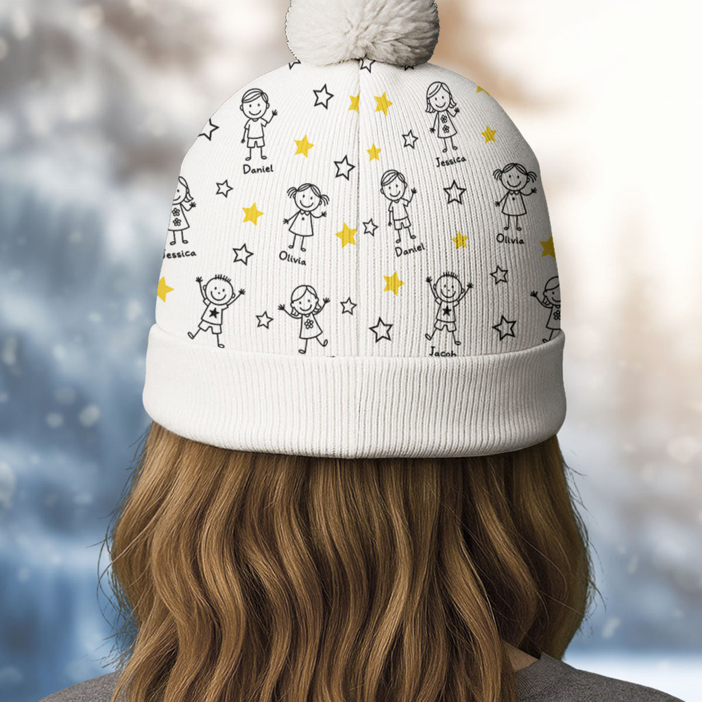 Custom Name Winter Hat, Christmas Birthday Gift • Forever Ever Your Side - Personalized Bobble Beanie Hat