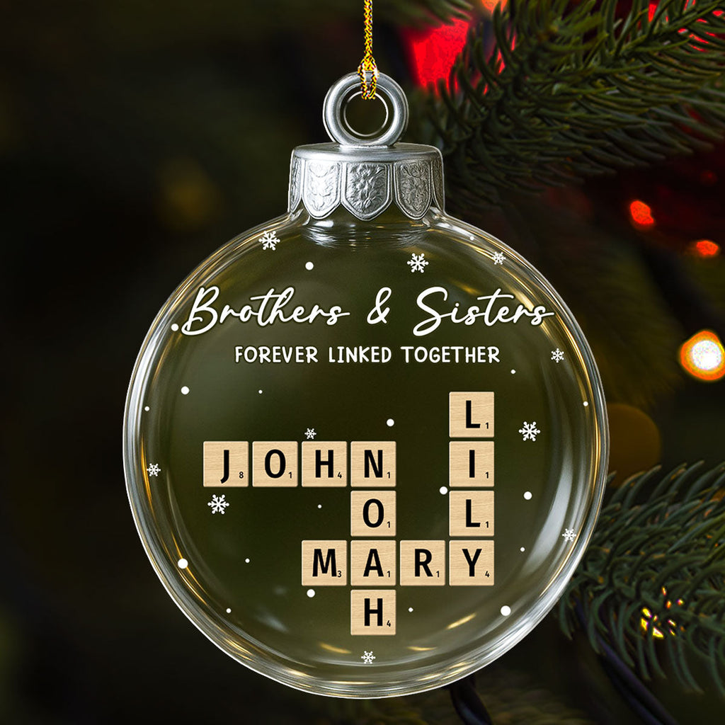 Custom Brothers & Sisters Christmas Ornament •  Family Roots Keep Us Close - Personalized 3D Effect Acrylic Ornament