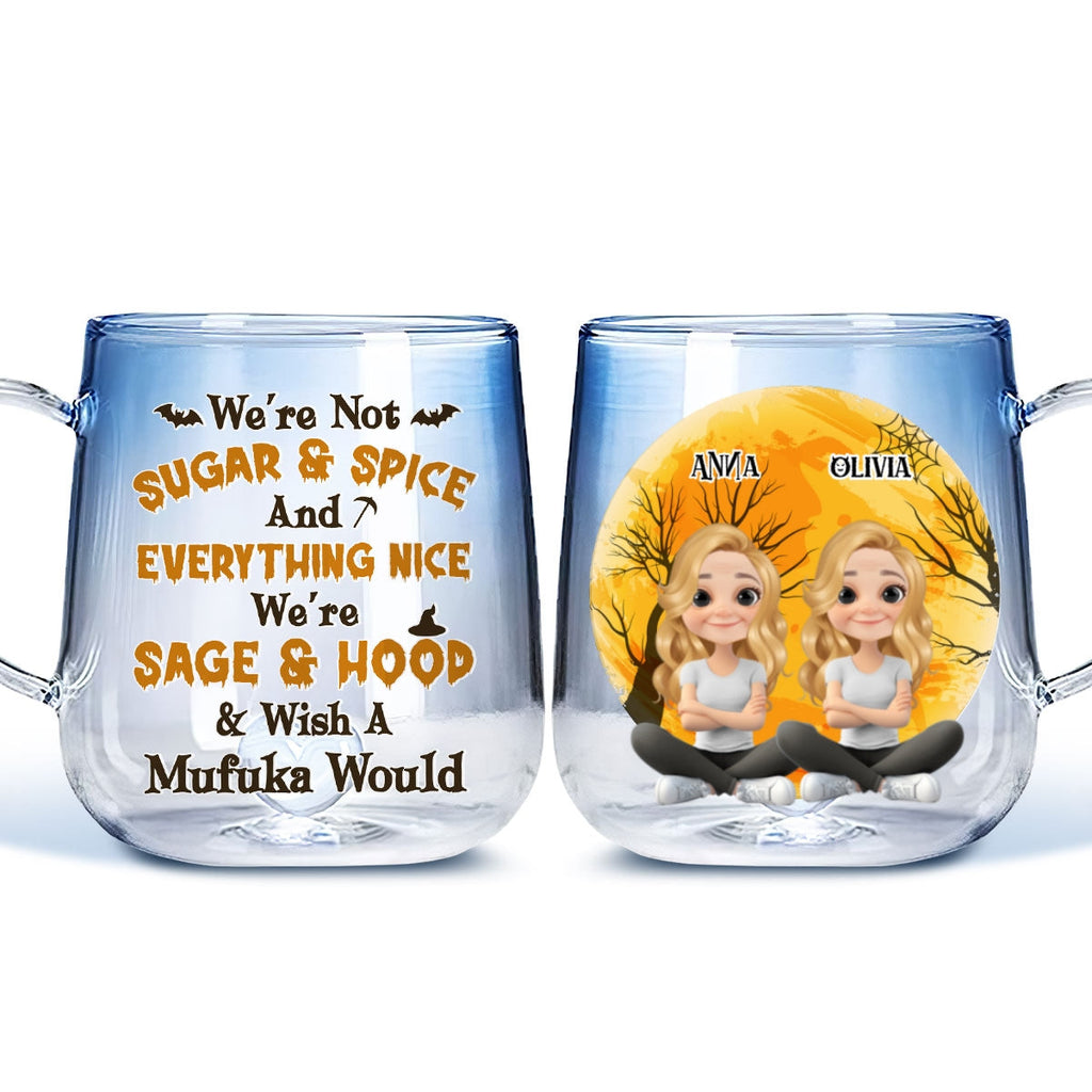 Custom Best Friend, Christmas & Birthday Friendship Keepsake Gift • Funny Witch Friends - Personalized Funny Witch Friends - Personalized Blue Gradient Glass Mug