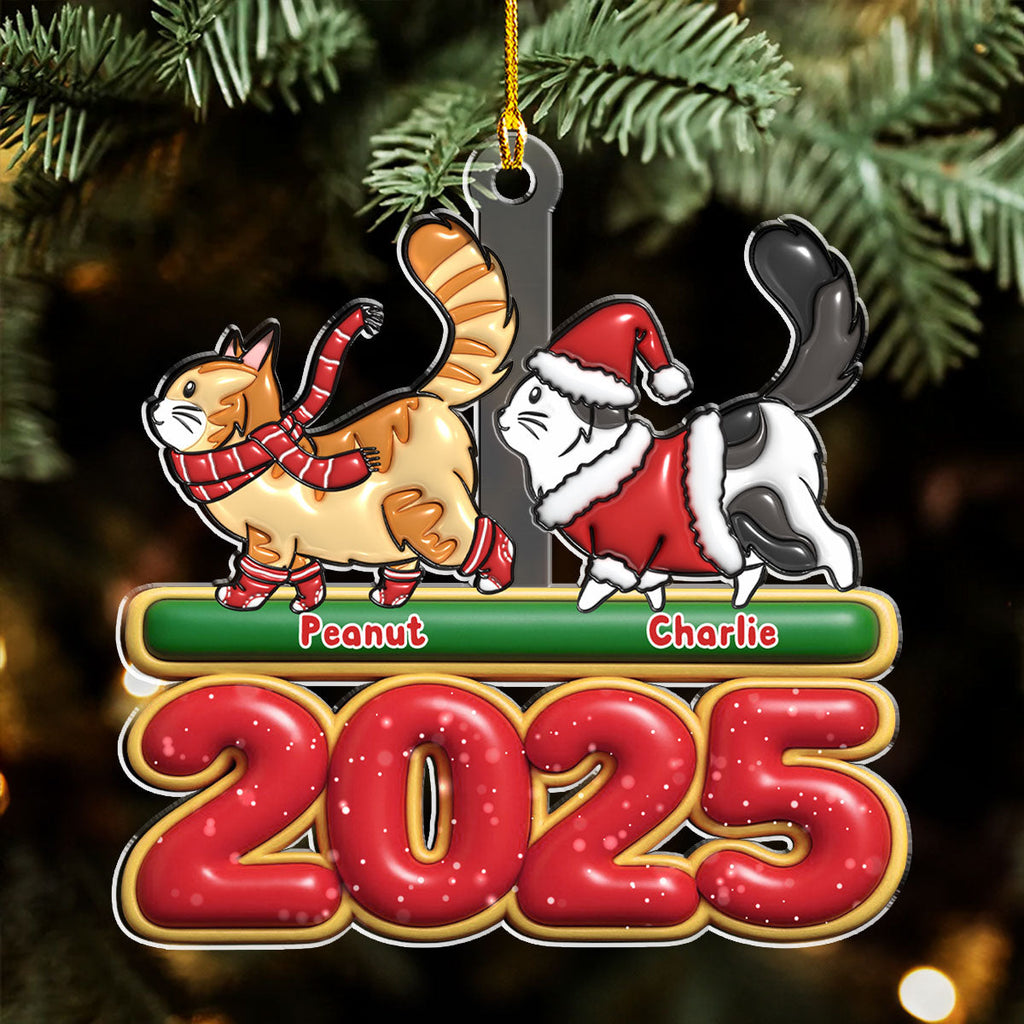 Custom Keepsake Christmas Ornament •  Cat Walks - Personalized Acrylic Ornament