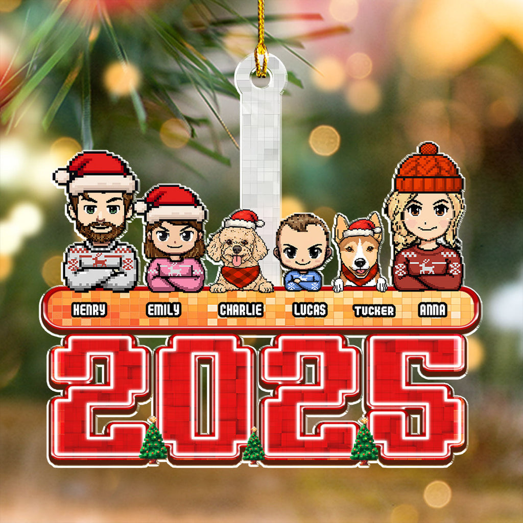 Custom Family Ornament, Christmas Gift for Family Members •  Family Pixel 2025 - Personalized Acrylic Ornament