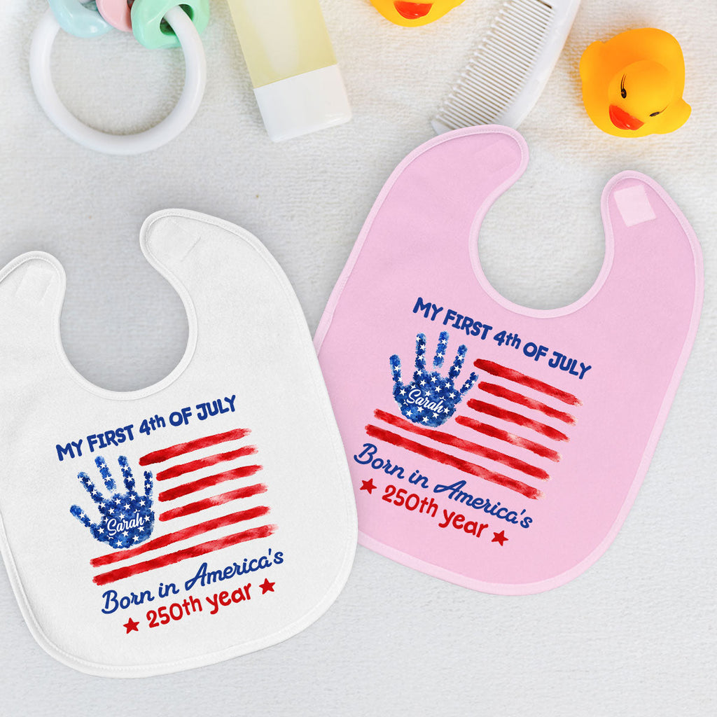 1st 4th Of July - Personalized Baby Bib