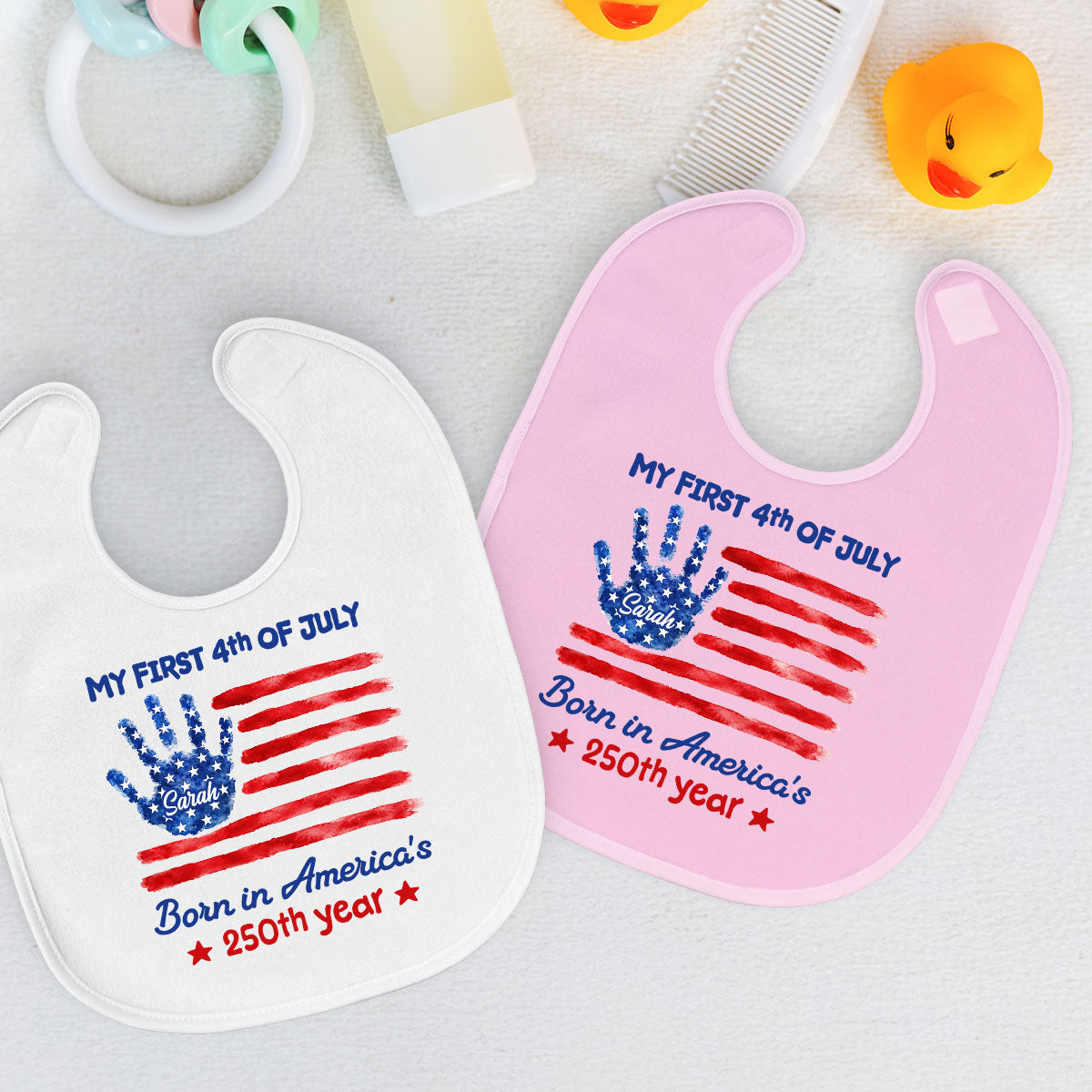1st 4th Of July - Personalized Baby Bib