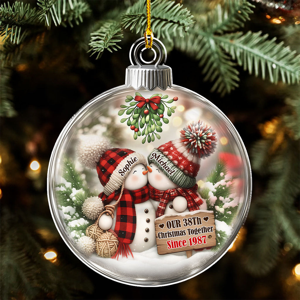 Custom Couple Christmas Ornament, Anniversary Gift •  Together Since The First Snow - Personalized 3D Effect Acrylic Ornament