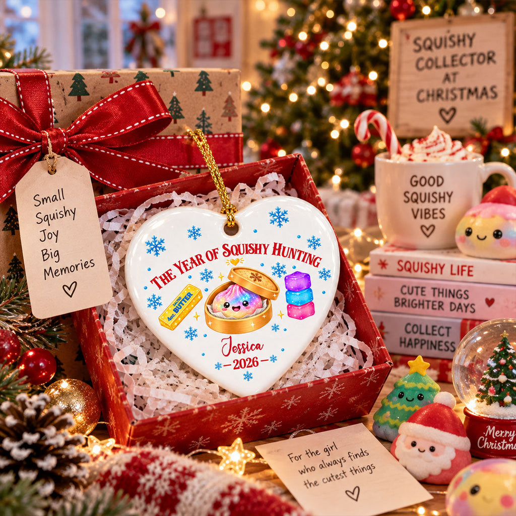 Custom Cute Gift For Kids 2026, Dumpling Squishy Christmas Ornament • Christmas Joy For Squishy Lovers - Personalized Ceramic Ornament