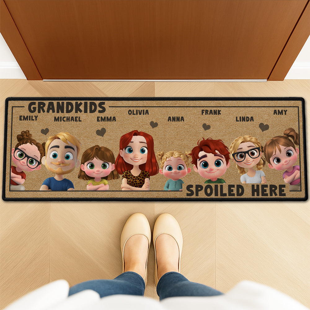 Custom Names Rug, Christmas Birthday Gift For Granddaughter Grandson • Grandkids Fill Our Hearts - Personalized Runner Rug