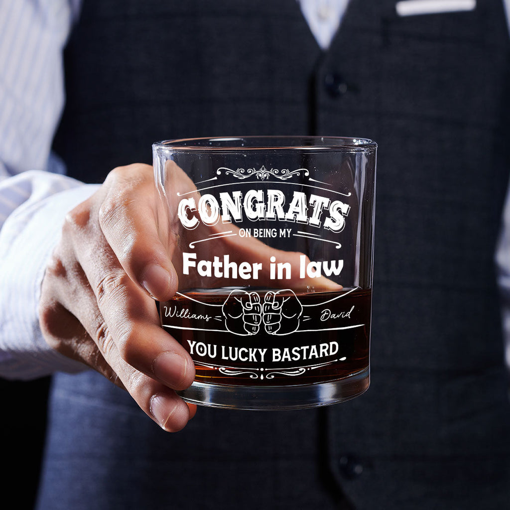 Custom Christmas Anniversary Birthday Drinkware Gifts for Wife • You Are Stuck With Me Forever - Personalized Whiskey Glass