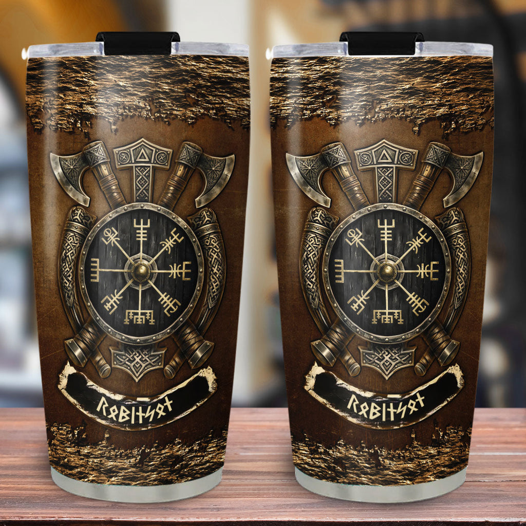 Custom Christmas Birthday Gifts For Dad • Viking Name In Futhark Runes - Personalized Tumbler