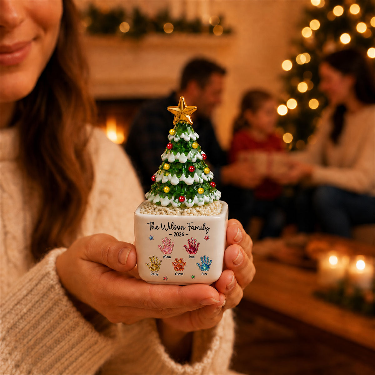 Family Stocking - Personalized Glass Christmas Tree