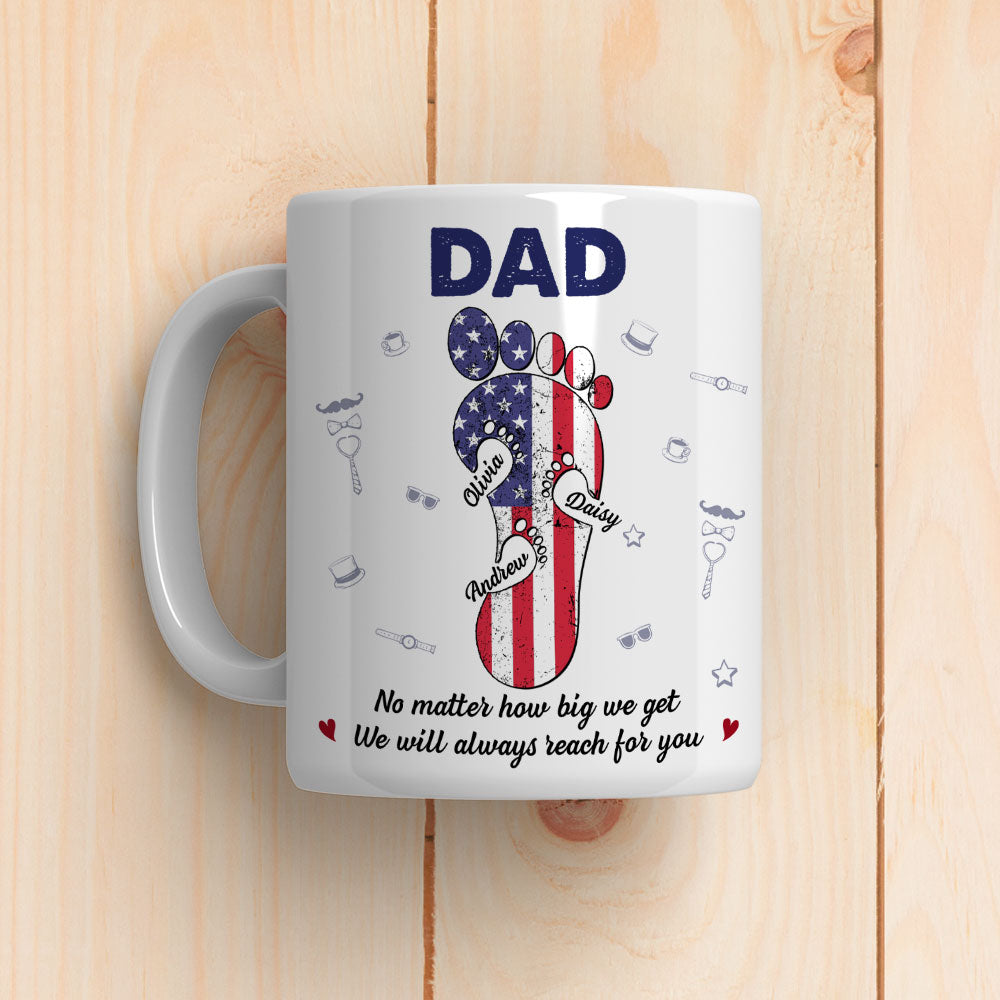 Custom Father's Day, Special Gift for Dad & Grandpa • Dad Footsteps Heart - Personalized Coffee Mug