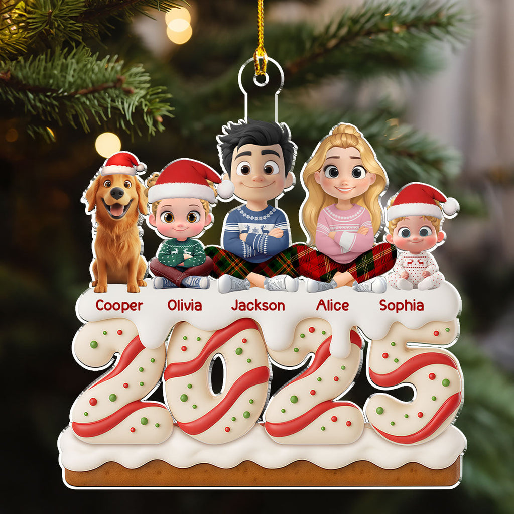Custom Family Ornament, Christmas Gift for Family Members •  Family Christmas Tree Cake Version 2 - Personalized Acrylic Ornament
