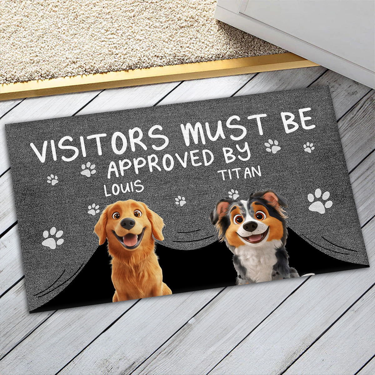 Approved By Dog Cartoon - Personalized Doormat