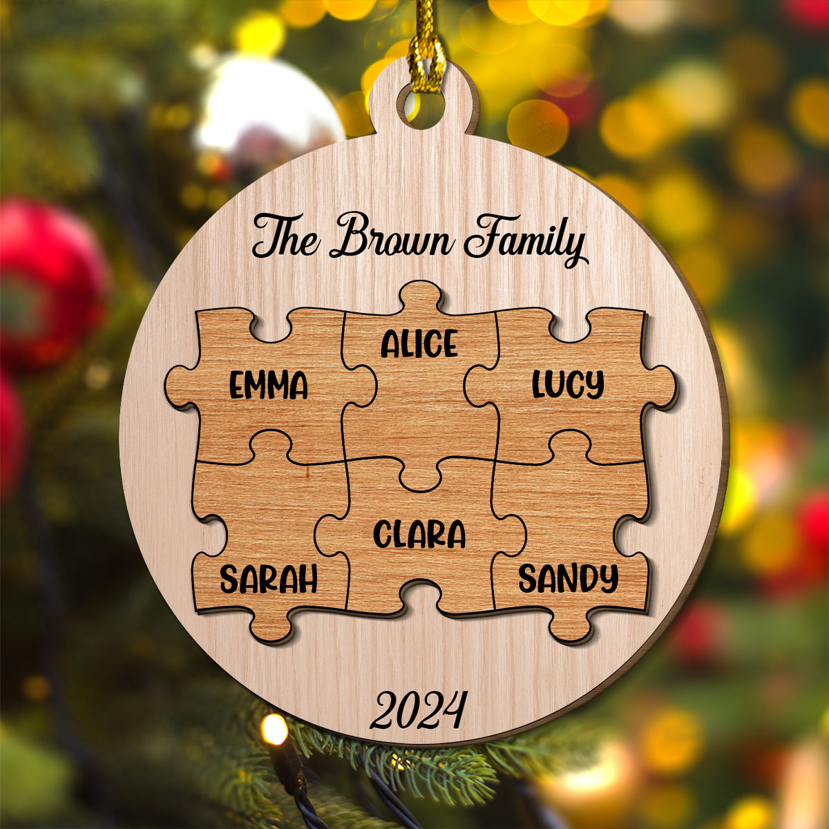Custom Family Ornament, Christmas Gift for Family Members •  Piece Of Family - Personalized Freeshape 2-Layered Wood Ornament