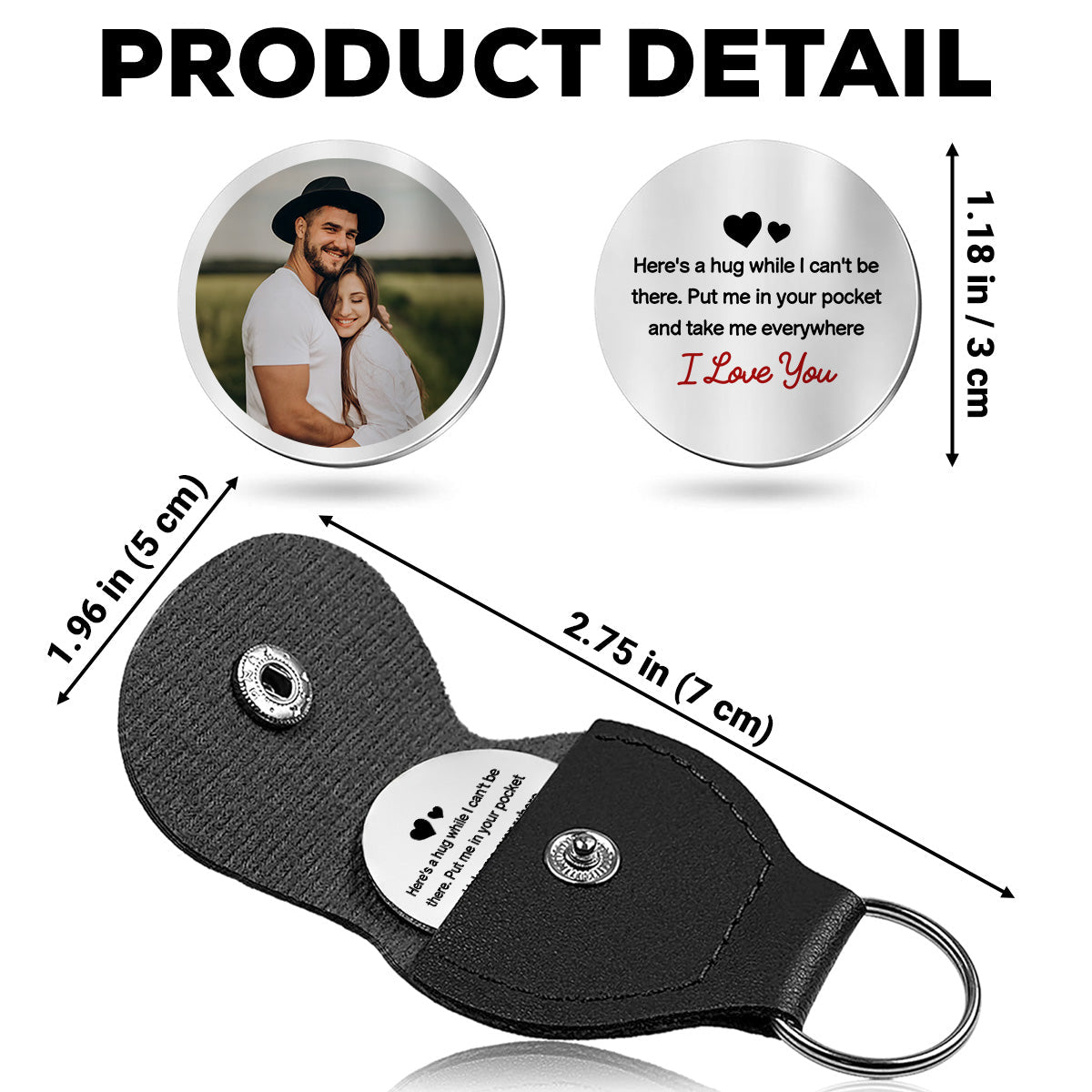 Custom Photo Coin Keychain for Husband, Couple Anniversary Valentine's Day Gifts • Take Me Everywhere - Personalized Pocket Hug