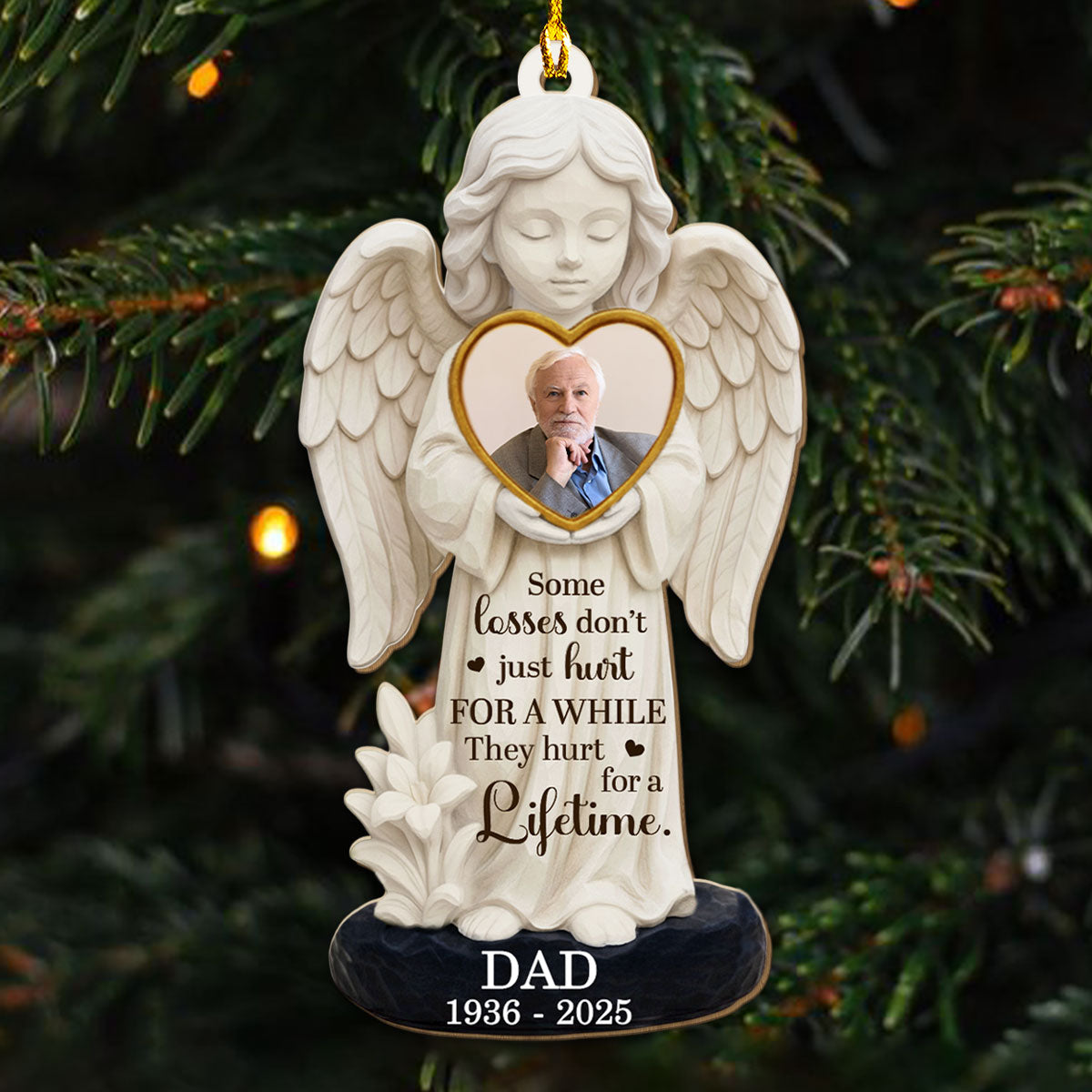 Custom Photo Memorial Christmas Ornament, Sympathy Keepsake • Missing You Always - Personalized 3D Effect Wood Ornament