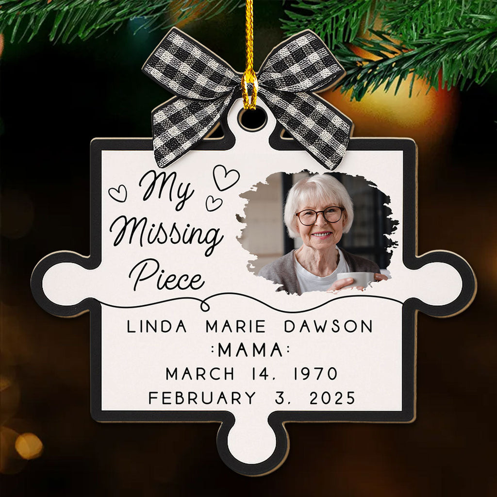 Custom Photo Keepsake Christmas Ornament • Our Hearts Fit Perfectly Together - Personalized Wood Ornament