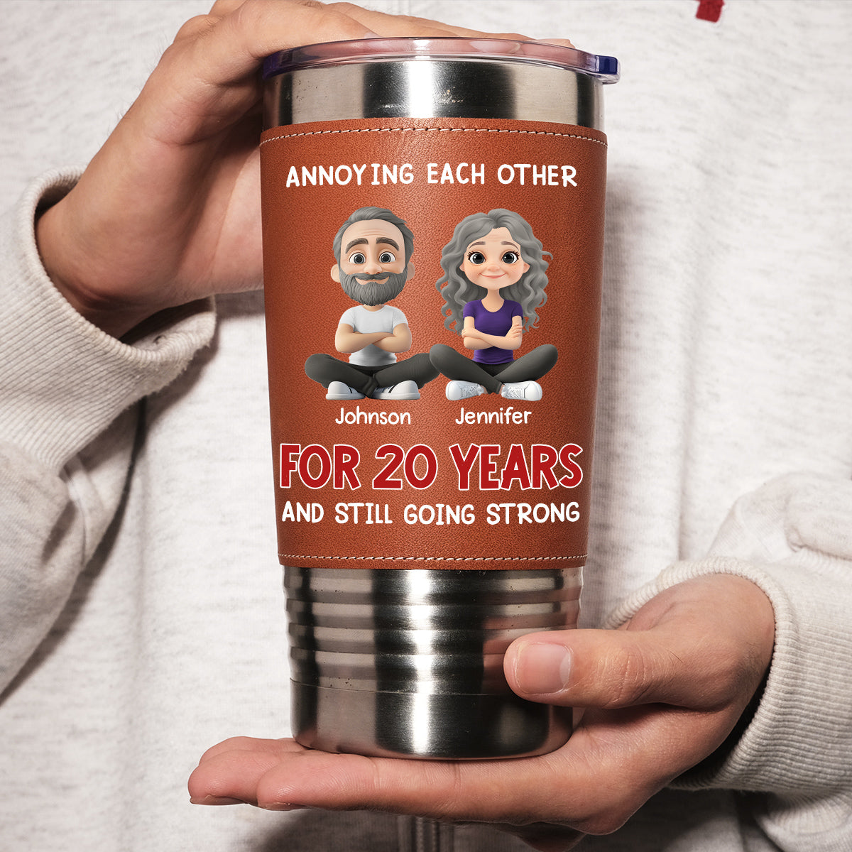 Custom Christmas Anniversary Gifts For Husband • Annoying - Personalized Leather Tumbler