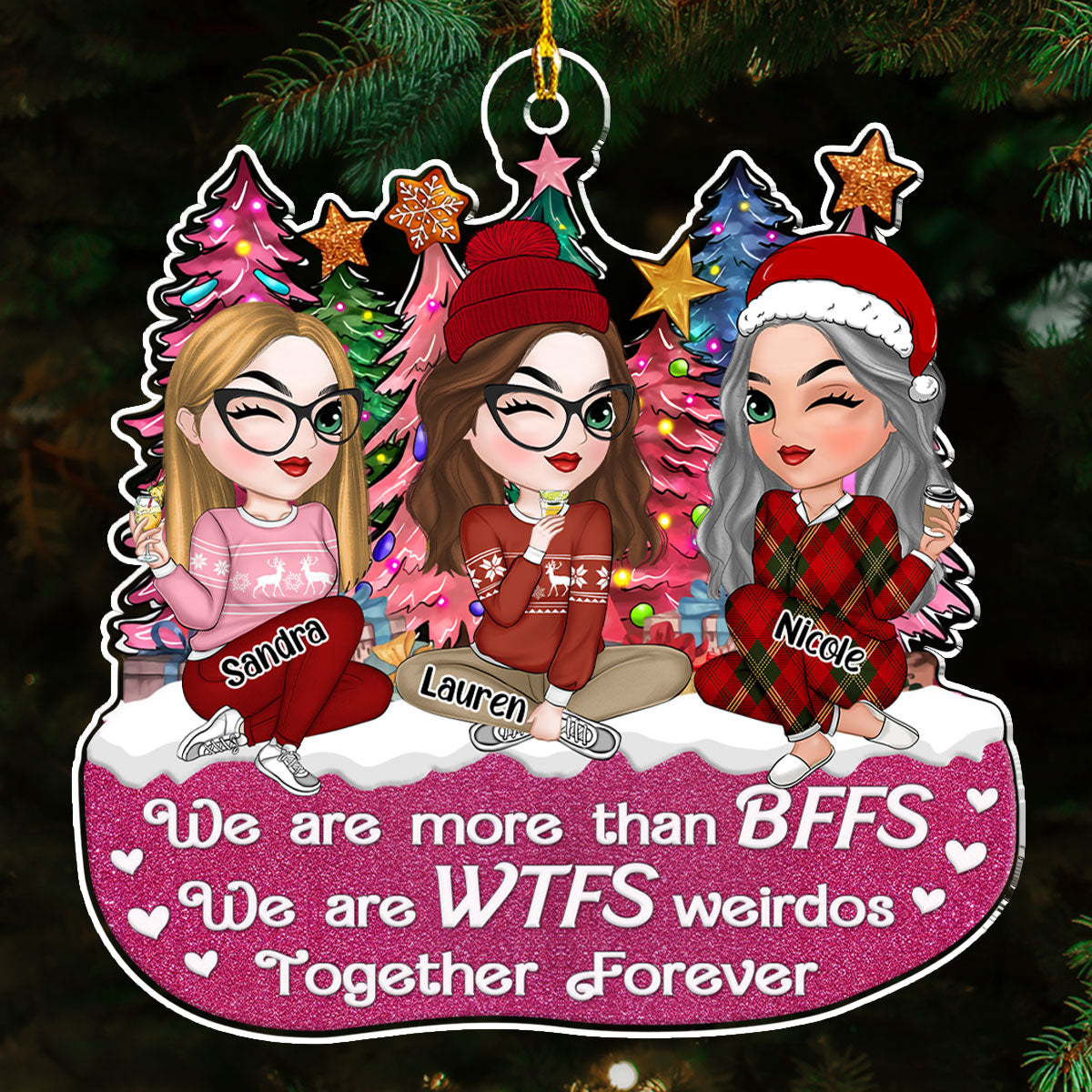 Custom Friendship Christmas Ornament, Best Friend Gift •  We Are More Than BFFS - Personalized Acrylic Ornament
