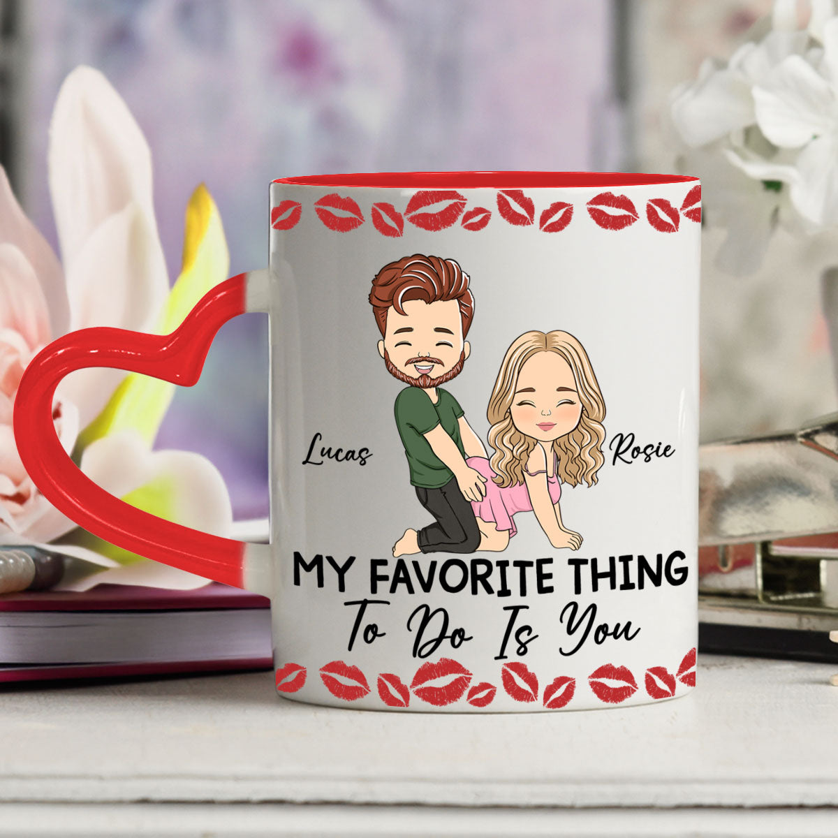 Custom Anniversary Keepsake Gifts For Couple • Favorite Cardio - Personalized Heart Handle Mug