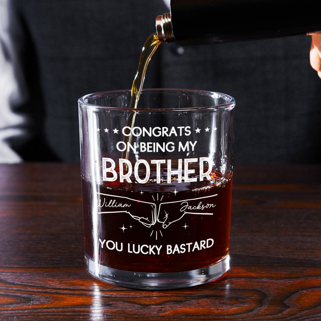 Custom Christmas Birthday Drinkware Gifts for Brother • Congrats - Personalized Whiskey Glass