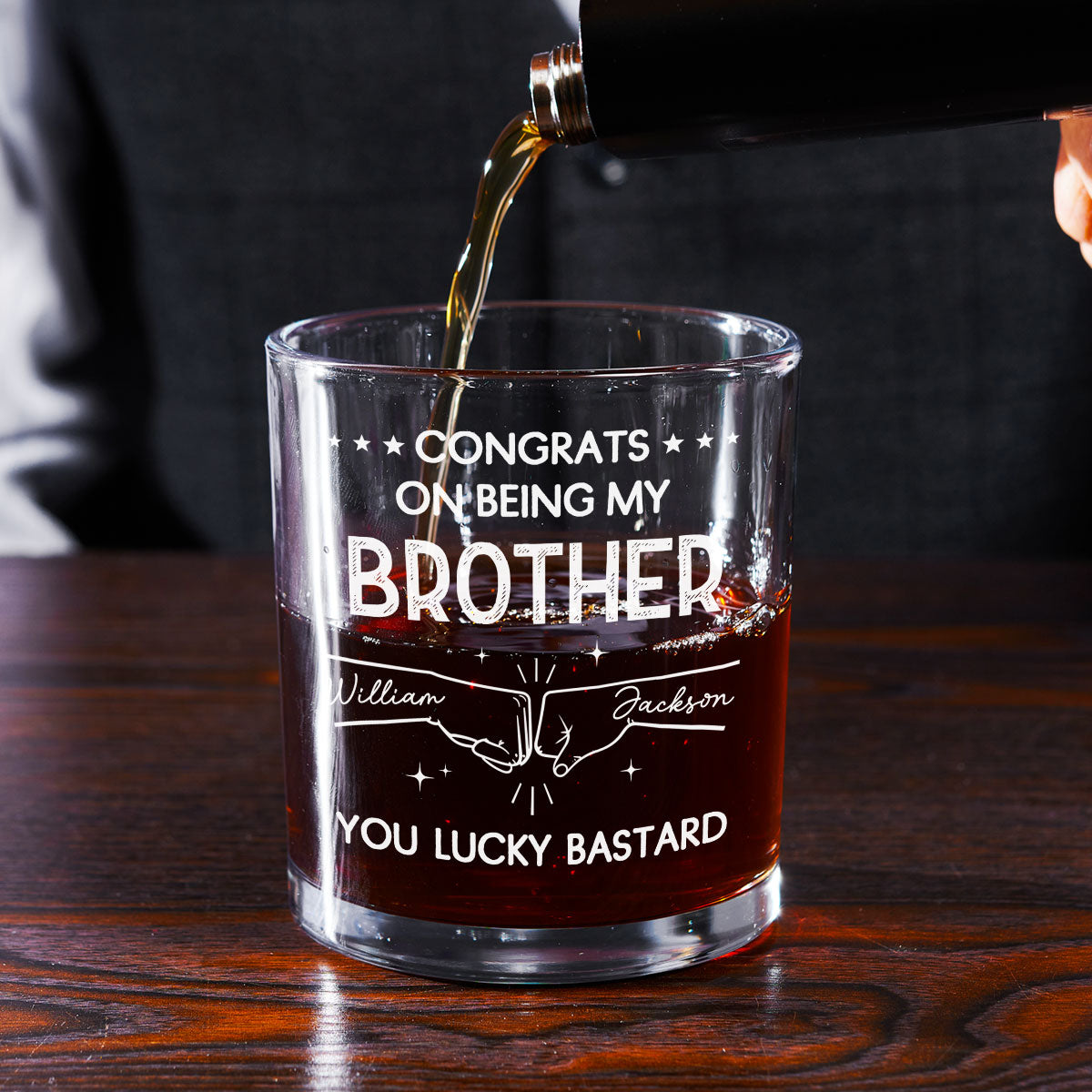 Custom Christmas Birthday Drinkware Gifts for Brother • Congrats - Personalized Whiskey Glass