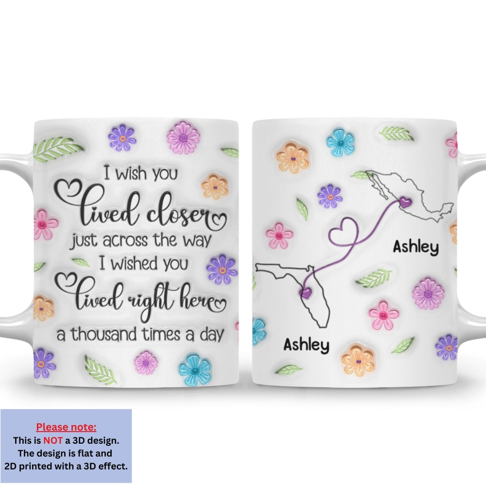 Custom Best Friend, Christmas & Birthday Friendship Keepsake Gift • Wish We Were Together Always - Personalized 3D Inflated Effect Mug